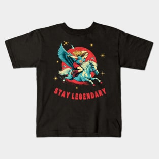 Stay Legendary - Retro Pegasus Magical Creature Flying Horse Kids T-Shirt